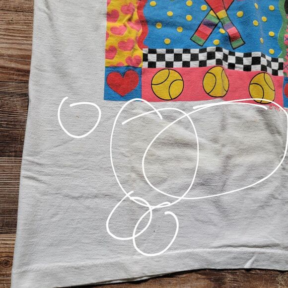 VTG 1995 Threads Of April Sound Tennis Hearts T Shirt Women's Size M USA - Picture 10 of 16